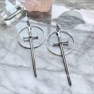 Sterling silver 925 Sword hoop earrings